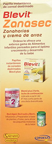 Blevit Zanasec - Papilla de Cereales para bebé con Crema de Arroz y Zanahorias - Sin Gluten y Sin Azúcares Añadidos - Facilita la digestión - Desde los 4 meses - 300g