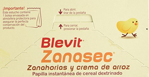 Blevit Zanasec - Papilla de Cereales para bebé con Crema de Arroz y Zanahorias - Sin Gluten y Sin Azúcares Añadidos - Facilita la digestión - Desde los 4 meses - 300g