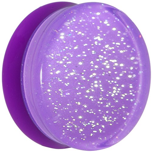 BodyCandy Morado Neón Acrílico Purpurina Silla Oreja Calibre Pieza (1 Pieza) 24mm