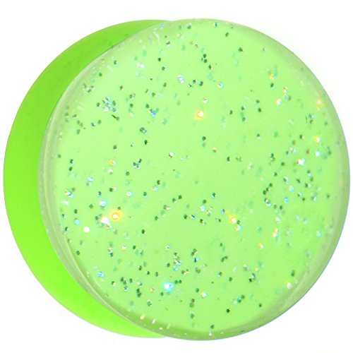 BodyCandy Verde Neón Acrílico Purpurina Silla Oreja Calibre Pieza (1 Pieza) 20mm