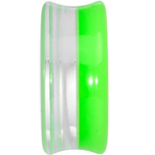 BodyCandy Verde Neón Acrílico Purpurina Silla Oreja Calibre Pieza (1 Pieza) 24mm