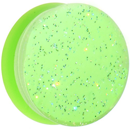 BodyCandy Verde Neón Acrílico Purpurina Silla Oreja Calibre Pieza (1 Pieza) 24mm