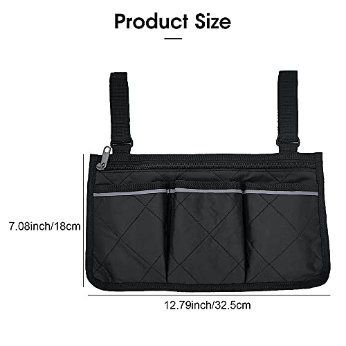 Bolsa de almacenamiento para silla de ruedas, impermeable bolsa lateral para silla de ruedas, duradera organizador de almacenamiento para sillas de ruedas, bolsa de apoyabrazos para silla de ruedas