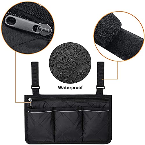 Bolsa de almacenamiento para silla de ruedas, impermeable bolsa lateral para silla de ruedas, duradera organizador de almacenamiento para sillas de ruedas, bolsa de apoyabrazos para silla de ruedas