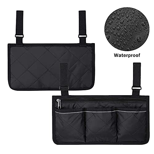 Bolsa de almacenamiento para silla de ruedas, impermeable bolsa lateral para silla de ruedas, duradera organizador de almacenamiento para sillas de ruedas, bolsa de apoyabrazos para silla de ruedas