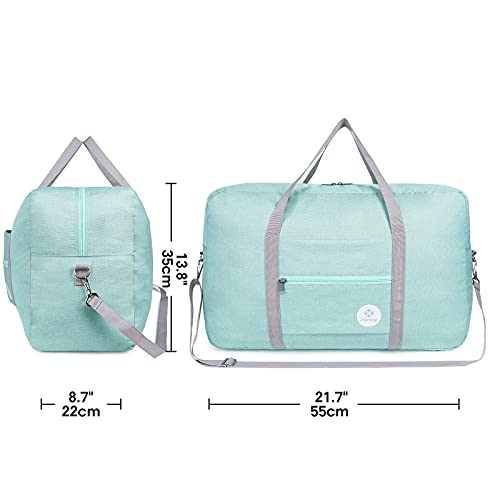 Bolsa de Viaje Plegable Bolsa de Transporte Bolsa de Equipaje Equipaje de Fin de Semana Durante la Noche Deportiva para niños niñas y Mujeres (Verde Menta (Grande con Correa para el Hombro))