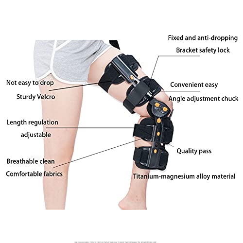 Brace Pen-Glin Hinged Addasadwy Post Op Knee Cefnogwr Amddiffynnydd Immobilizer Orthosis Ar Gyfer Y Goes Chwith A'r Goes Dde, Yn Ddynion A Menywod