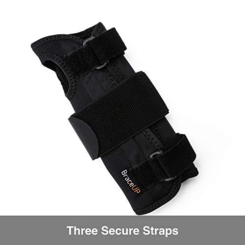 BraceUP Muñequera con férula de aluminio para túnel carpiano, soporte de mano izquierda o derecha, alivio del dolor de tendinitis por artritis - para hombres y mujeres (L/XL, Mano Derecha)