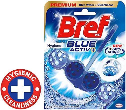 Bref Blue Active Higiene, Colgador WC con 50% más de Brillo - Pack de 10 unidades