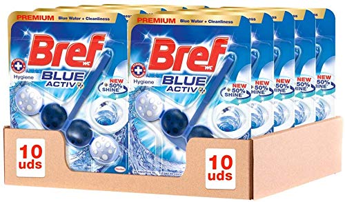 Bref Blue Active Higiene, Colgador WC con 50% más de Brillo - Pack de 10 unidades