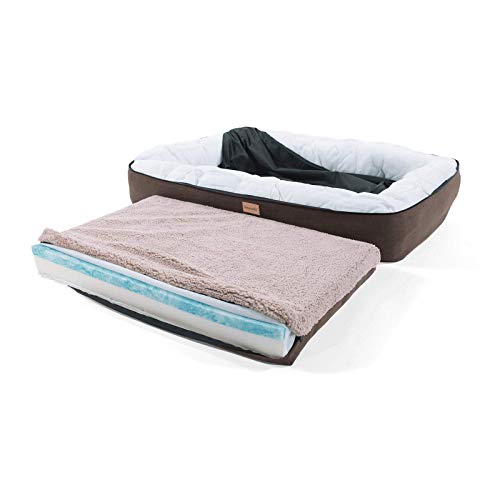 brunolie Bruno Cama para Perros Muy Grande, Lavable, higiénica y Antideslizante, Cama para Perros ortopédica con cojín y Material Superior Transpirable Beige, Tamaño XL (120 x 85 x 17 cm)