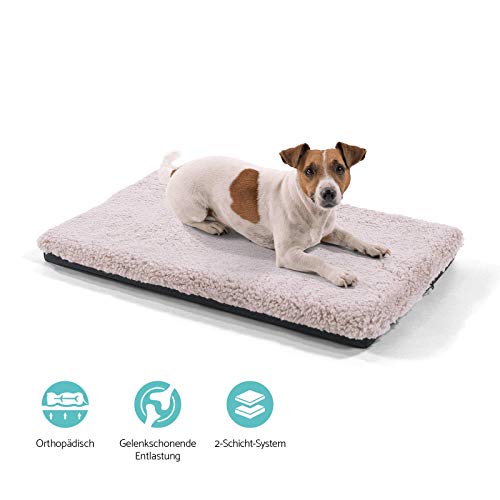 brunolie Luna Colchón para Perros pequeño, ortopédico, Transpirable y Antideslizante, Cama para Perros Agradable con Espuma de Memoria Transpirable, Beige, Tamaño S (60 x 40 x 5 cm)