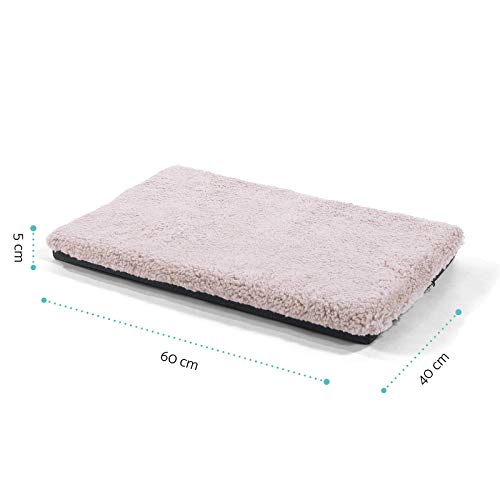 brunolie Luna Colchón para Perros pequeño, ortopédico, Transpirable y Antideslizante, Cama para Perros Agradable con Espuma de Memoria Transpirable, Beige, Tamaño S (60 x 40 x 5 cm)