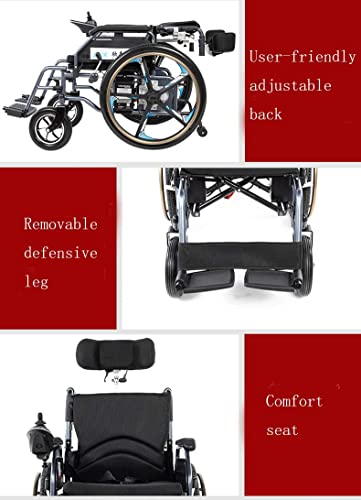 BSJZ Silla de Ruedas eléctrica Ancianos Coche para discapacitados Ancianos Scooter portátil automático Inteligente Multifuncional Silla de Ruedas eléctrica Plegable Negro