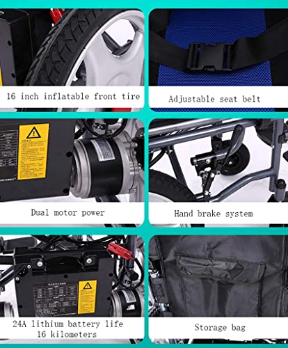 BSJZ Silla de Ruedas eléctrica Ancianos Coche para discapacitados Ancianos Vehículo Plegable Inteligente de 4 Ruedas con Controlador basculante de 360 ​​° Scooter portáti