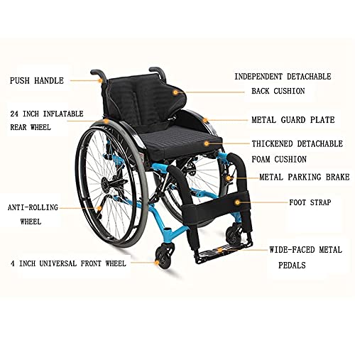 BSJZ Sillas de Ruedas Deportivas autopropulsadas Lghtweight Plegable ergonómico cómodo reposabrazos basculante reposapiernas 36/38/40 cm Asiento, Exterior SPO