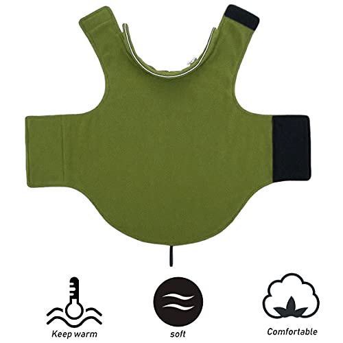 Bwiv Abrigo para Perros Chaqueta abrigadora de Invierno Ropa para Perros de Lana con Orificio para Cuerda de tracción Chaleco para Perros cálido con Tiras Reflectantes Verde 2XL