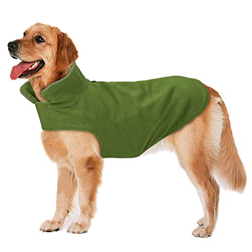 Bwiv Abrigo para Perros Chaqueta abrigadora de Invierno Ropa para Perros de Lana con Orificio para Cuerda de tracción Chaleco para Perros cálido con Tiras Reflectantes Verde 2XL