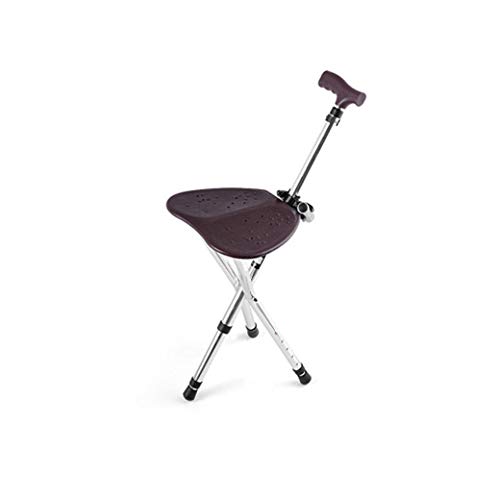 BYY Asiento plegable de bastón, taburete con asa para silla muleta, portátil, cómodo, altura ajustable, estructura principal de aleación de aluminio estable para personas mayores sentadas y caminatas