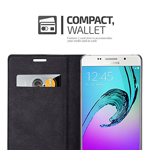 Cadorabo Funda Libro para Samsung Galaxy A5 2016 en Negro Antracita - Cubierta Proteccíon con Cierre Magnético, Tarjetero y Función de Suporte - Etui Case Cover Carcasa