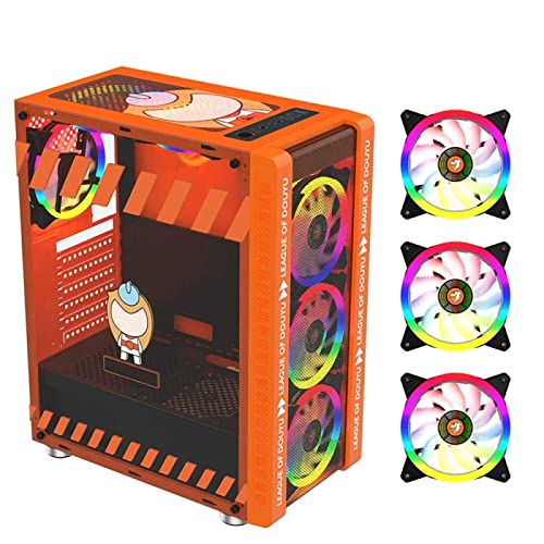 Caja de Ordenador Caja Informática Host Admite ATX MICROE ATX Caja De Chasis Del Juego Del Enfriador De Agua De 240 Mm De La Placa Base Rgb para PC para Juegos ( Color : Orange , Size : 45x36x19.2cm )