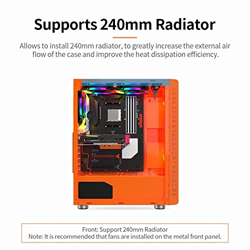 Caja de Ordenador Caja Informática Host Admite ATX MICROE ATX Caja De Chasis Del Juego Del Enfriador De Agua De 240 Mm De La Placa Base Rgb para PC para Juegos ( Color : Orange , Size : 45x36x19.2cm )