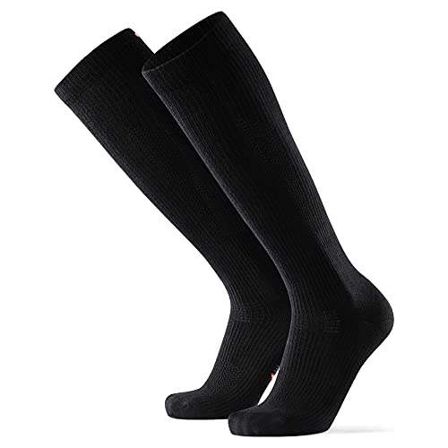 Calcetines de Compresión de Algodón Orgánico, para Mujer y Hombre, para Deporte, Running, Varices, Recuperación, Embarazo, Circulación Sanguínea, Vuelos, Trombosis, Enfermeras, Médicos, 1 y 3 Pares (Negro, EU 39-42)