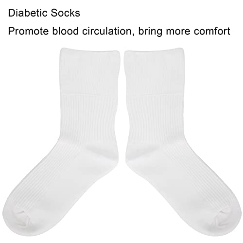 Calcetines para pie diabético, 2 colores diferentes Calcetines para diabéticos para ancianos Diseño suelto para ancianos para piernas gordas para mujeres embarazadas(white)