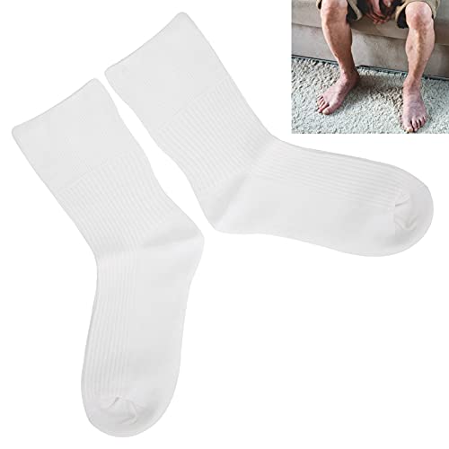 Calcetines para pie diabético, 2 colores diferentes Calcetines para diabéticos para ancianos Diseño suelto para ancianos para piernas gordas para mujeres embarazadas(white)