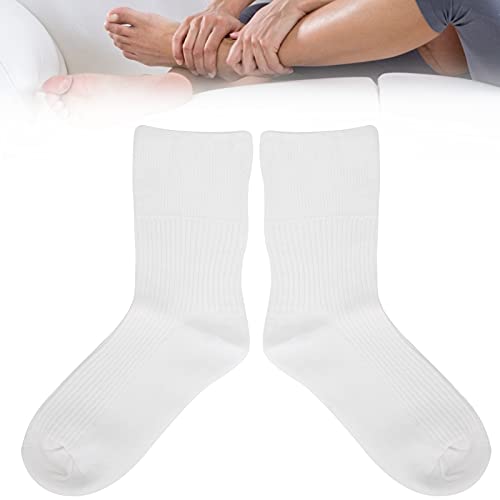 Calcetines para pie diabético, 2 colores diferentes Calcetines para diabéticos para ancianos Diseño suelto para ancianos para piernas gordas para mujeres embarazadas(white)