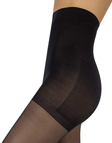 CALZITALY Medias con la Punta Abierta con Compression Graduada Fuerte 18-22 mm/Hg | S, M, L, XL | Natural, Negro | 140 DEN | Made in Italy (Negro, M)