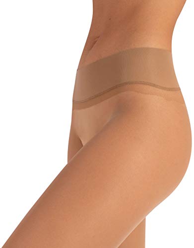 CALZITALY Medias Sin Costuras, Medias Semi Transparentes, Medias con Lunares | Negro, Azúl, Natural, Sun, Tan | S, M, L, XL, XXL | 15 DEN | Made in Italy