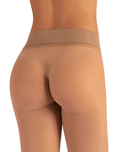 CALZITALY Medias Sin Costuras, Medias Semi Transparentes, Medias con Lunares | Negro, Azúl, Natural, Sun, Tan | S, M, L, XL, XXL | 15 DEN | Made in Italy