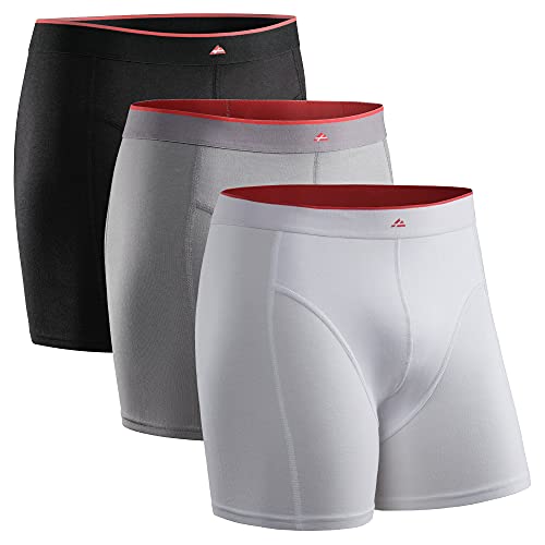 Calzoncillos Boxer de Bambú para Hombre, Pack de 3, Ropa Interior Antibacteriana y Ultra Suave, Ajustados, Comodidad Superior, Negro, Blanco, Gris, Multipack (1x Negro, 1x Blanco, 1x Gris), X-Large