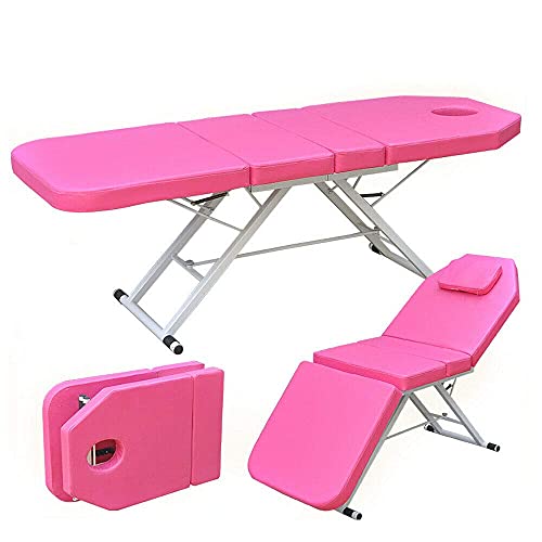 Cama de masaje de belleza ajustable con 3 posiciones, portátil, para salón de belleza, spa, cama, masaje de espuma para mesas, pedicura, silla, cuidado del cuerpo (rosa)