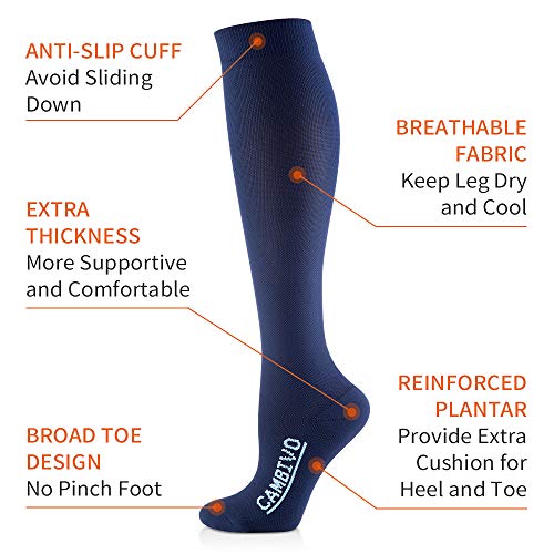 CAMBIVO - 6 Pares de Calcetines de Compresion para Mujer y Hombre, Calcetines Compresivos Deportivos, Medias de Compresión para Deporte, Running, Baloncesto, Fútbol, Trabajo, Viaje