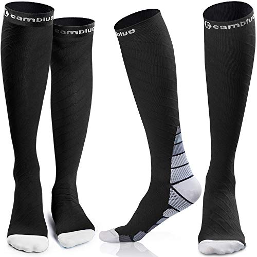 CAMBIVO Medias de Comrpesion Mujer y Hombre 2 Pares, Calcetines Compresivos Enfermera para Running, Trabajo, Ciclismo, Trotar, Correr, Deporte, Volar, Acampada