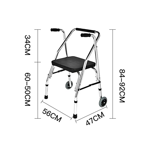 Caminantes para personas mayores Ayuda a la caminata con el marco de caminar for el asiento for las personas mayores con 2 ruedas delanteras. Silla de baño de barra plegable con barra ligera y conveni