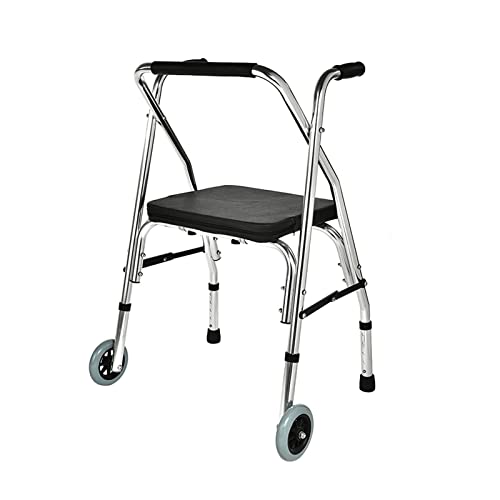 Caminantes para personas mayores Ayuda a la caminata con el marco de caminar for el asiento for las personas mayores con 2 ruedas delanteras. Silla de baño de barra plegable con barra ligera y conveni