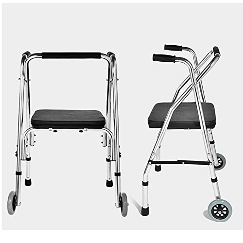 Caminantes para personas mayores Ayuda a la caminata con el marco de caminar for el asiento for las personas mayores con 2 ruedas delanteras. Silla de baño de barra plegable con barra ligera y conveni