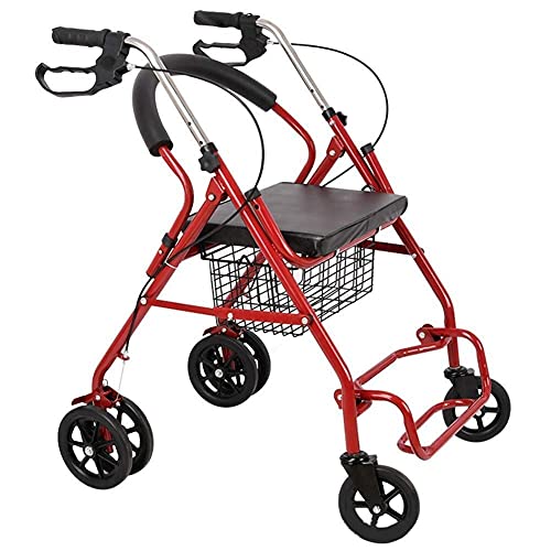 Caminantes para personas mayores Carrito de compras de Deluxe 4 ruedas, plegables, fuerte, estable, Movilidad del SIDA, adecuado para personas con movilidad reducida al comprar Rollator Walker, ayuda