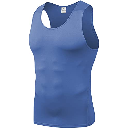 Camiseta Sin Mangas Hombre Sport Stretch Color Sólido Cuello Redondo Hombres Top Sin Mangas Verano Básico Slim Fit Hombres Shirt Muscular Wicking Jogging Gym Hombres Tank Top A-012 M