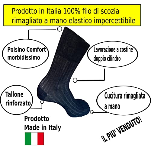 Candados Socks Milano 6 pares de calcetines para hombre SanitaIE hilo de Escocia 100% algodón tejido Made in Italy Assortito Scuri 43-46