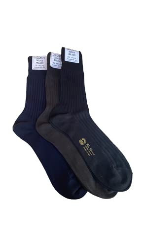 Candados Socks Milano 6 pares de calcetines para hombre SanitaIE hilo de Escocia 100% algodón tejido Made in Italy Assortito Scuri 43-46