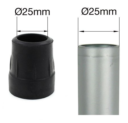 Cantidad 4x: 25mm Conteras Virolas De Goma Para Muletas Y Bastones - Negro - Por Lifeswonderful®