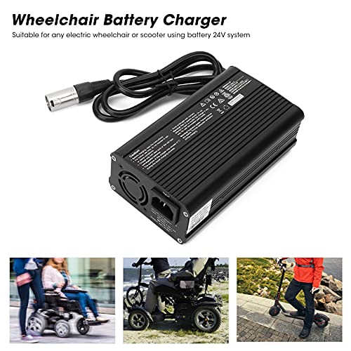 Cargador de batería para silla de ruedas de 24 V, 8 A, accesorio de repuesto, cargador de batería con conector XLR de 3 pines para scooters eléctricos, sillas de ruedas, motocicleta, 110-240 V(EU)