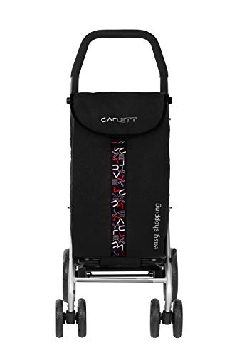 Carlett Carro de la Compra 4 Ruedas | Lett450 | Carrito Plegable con Bolsa Extraíble de Gran Capacidad 25kg/40L, Negro