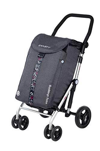 CARLETT - Carro de la Compra de 4 Ruedas Plegable con Bolsa Isotérmica de 11L de Capacidad | Carrito de Gran Capacidad de 65L/32kg con Manillar Regulable y Freno de Seguridad | Modelo Lett470 | Gris