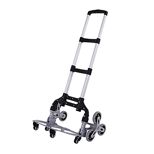 Carretillas de mano HUA Carretilla De Mano Plegable Portátil, Carro Subeescaleras Con Ruedas De Caucho Macizo, 70 Kg De Capacidad De Carga Equipaje, Compras, Mudanza, Carro De Transporte, Con Cordón E