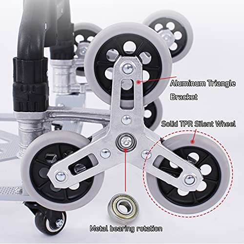 Carretillas de mano HUA Carretilla De Mano Plegable Portátil, Carro Subeescaleras Con Ruedas De Caucho Macizo, 70 Kg De Capacidad De Carga Equipaje, Compras, Mudanza, Carro De Transporte, Con Cordón E